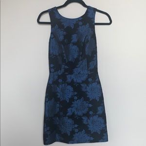 Alice + Olivia Black & Royal Blue Brocade Dress